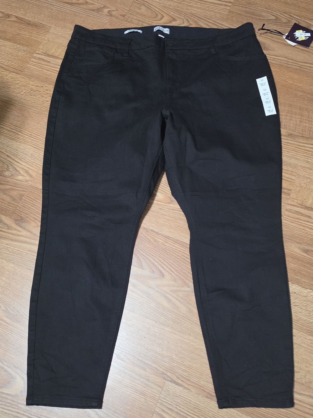 AVA & VIV High Rise Skinny Stretch Pull-On Jeans In Black